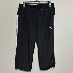 VTG Y2K Puma Womens Sweatpants L Black White Joggers  Logo Activewear Yoga Comfy